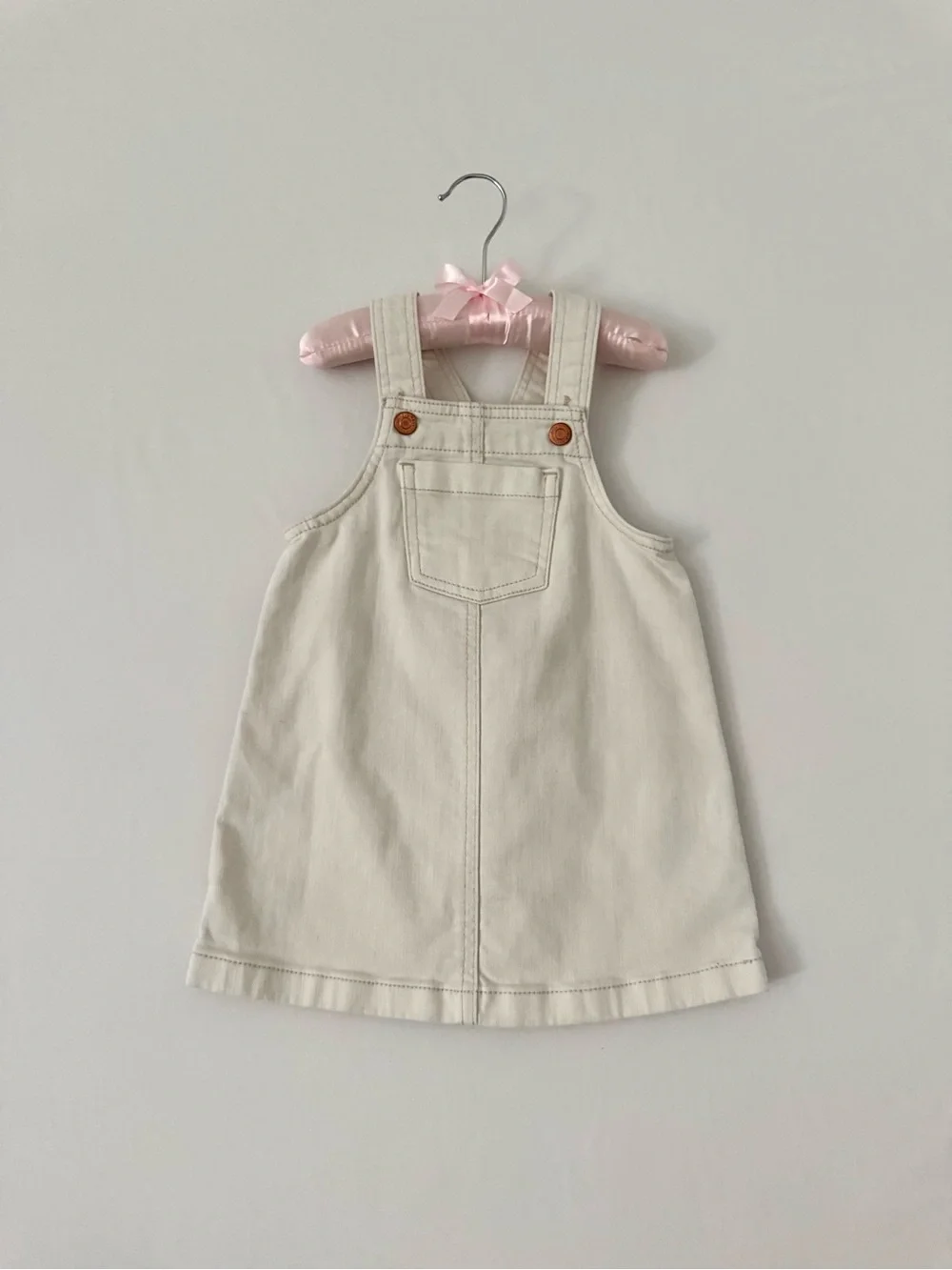 Old Navy Cream Denim Pinafore Dress for Girls